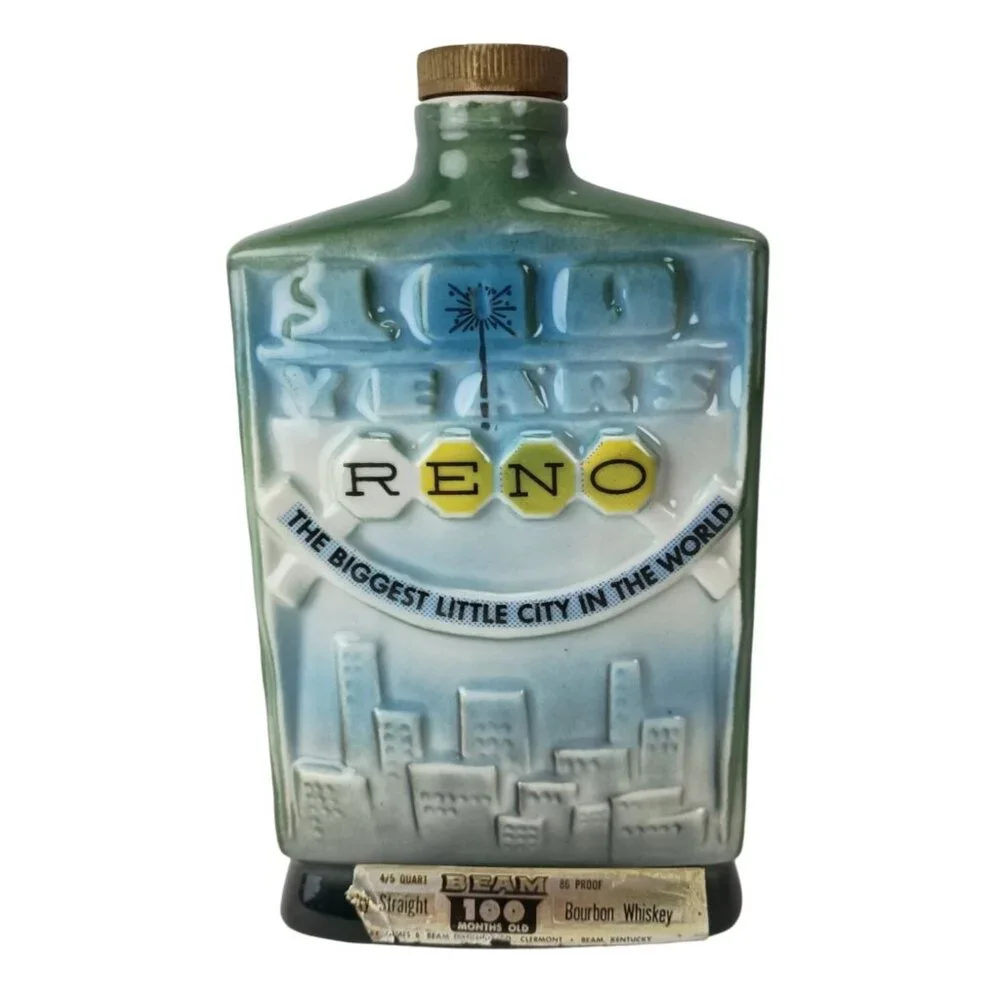 Jim Beam 1968 Reno Nevada 100 Years Biggest Little City Decanter Empty Bottle